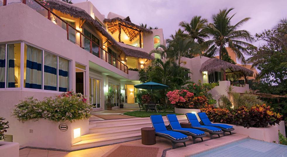 View of the house from pool - Villa Dos Palapas, La Punta; Manzanillo