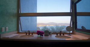 Bathroom with view - Villa Luna Azul, La Punta; Manzanillo