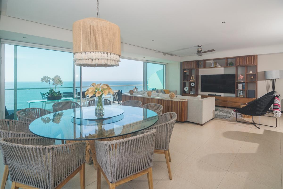 Living /dining room with amazing views - Peninsula 17A - Puerto Vallarta