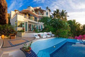 View of the house from pool - Villa Dos Palapas, La Punta; Manzanillo