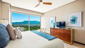 Master bedroom has a view of the Sierra Madre Mountains